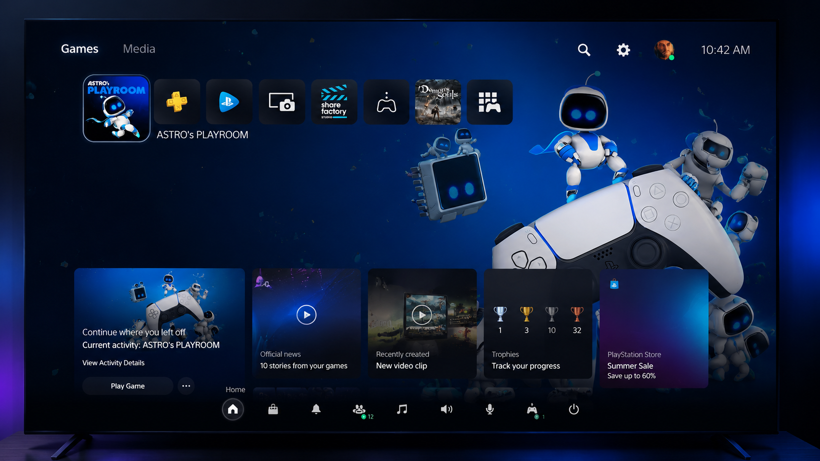 Интерфейс PlayStation 5
